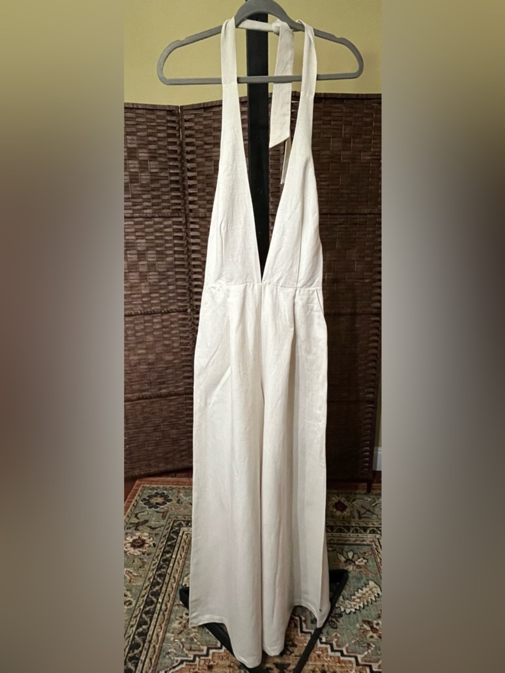 New Meshki Blanca Linen Halter Jumpsuit Cream/Natural – Size Small | Retail $139 - Picture 4 of 7